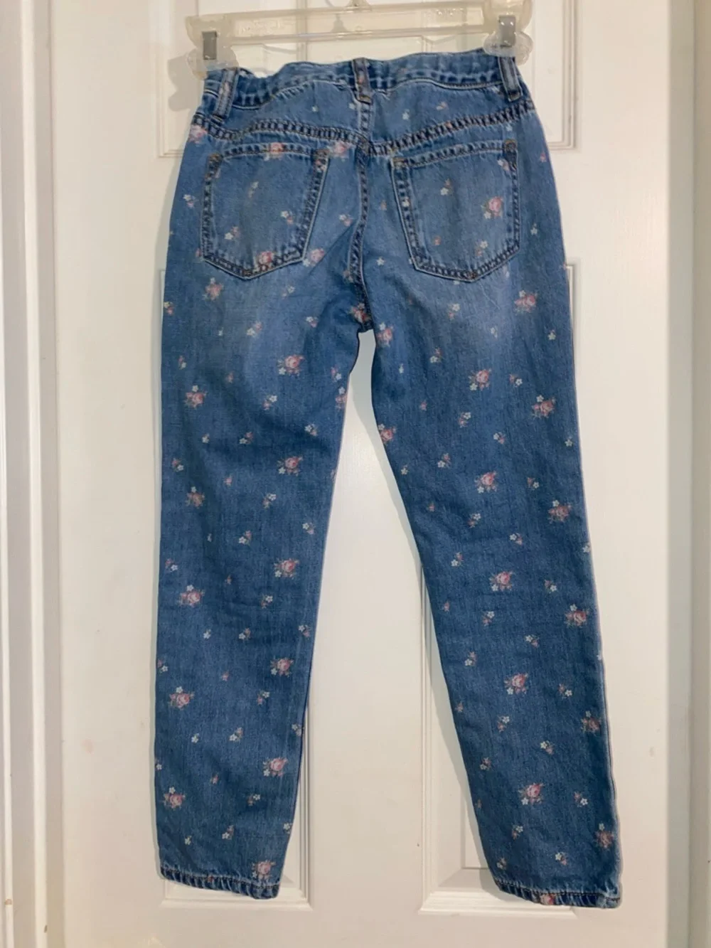 GAP Girlfriend‎ Blue Denim Jeans with Pink Floral Print